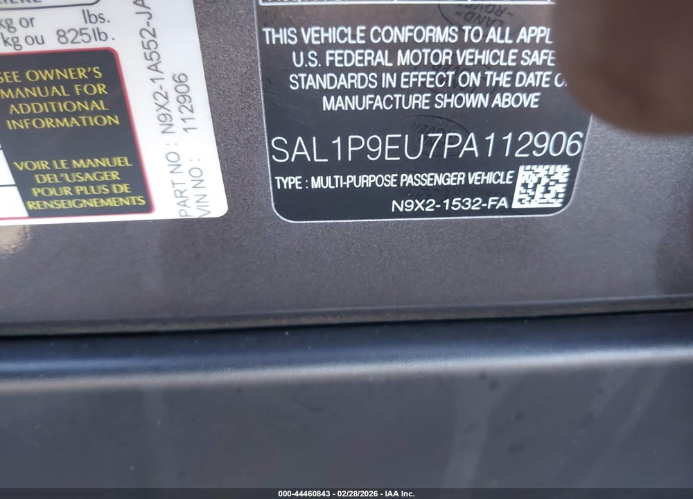 2023 LAND ROVER RANGE ROVER SPORT SE VIN: SAL1P9EU7PA112906