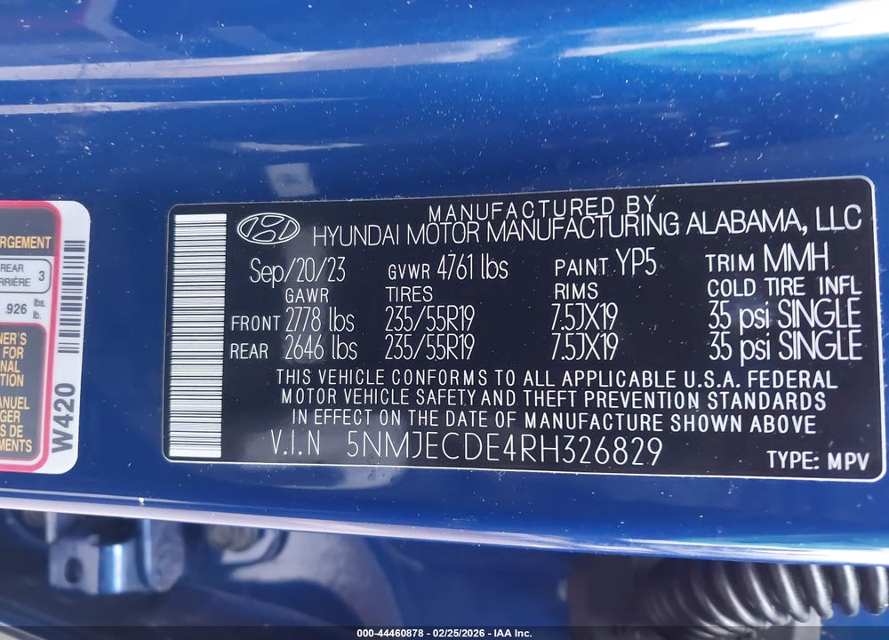 2024 HYUNDAI TUCSON LIMITED VIN: 5NMJECDE4RH326829