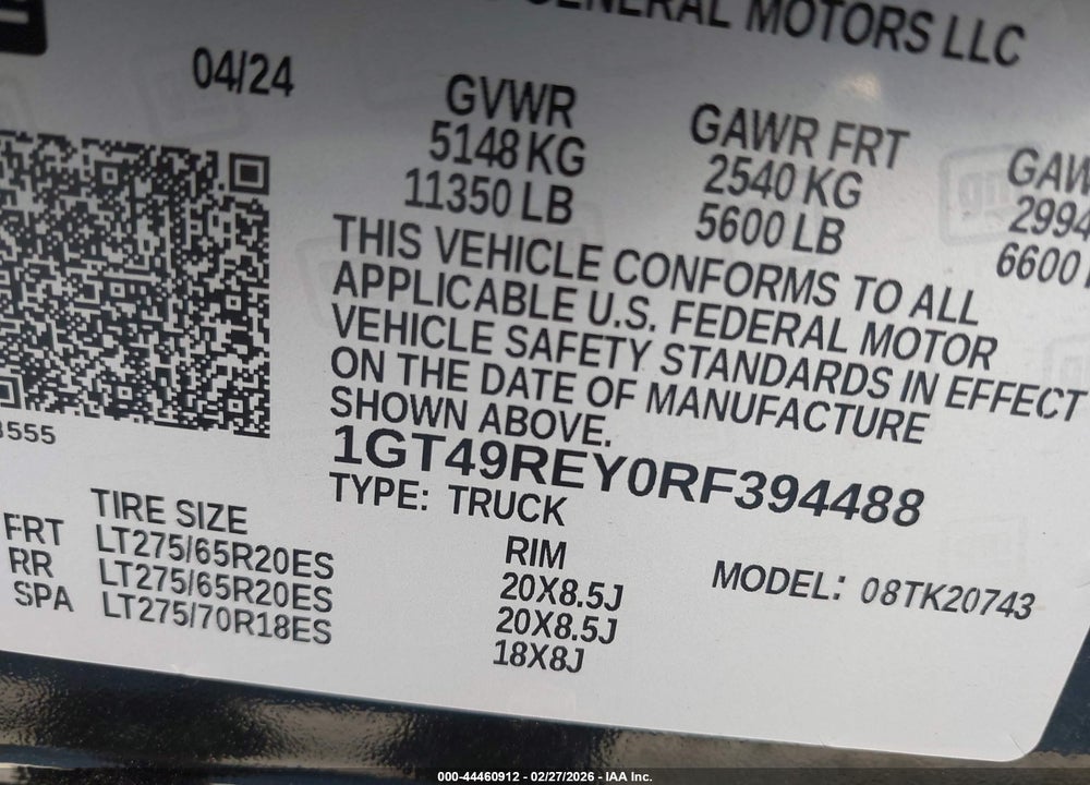 2024 GMC SIERRA 2500HD 4WD  STANDARD BED DENALI VIN: 1GT49REY0RF394488
