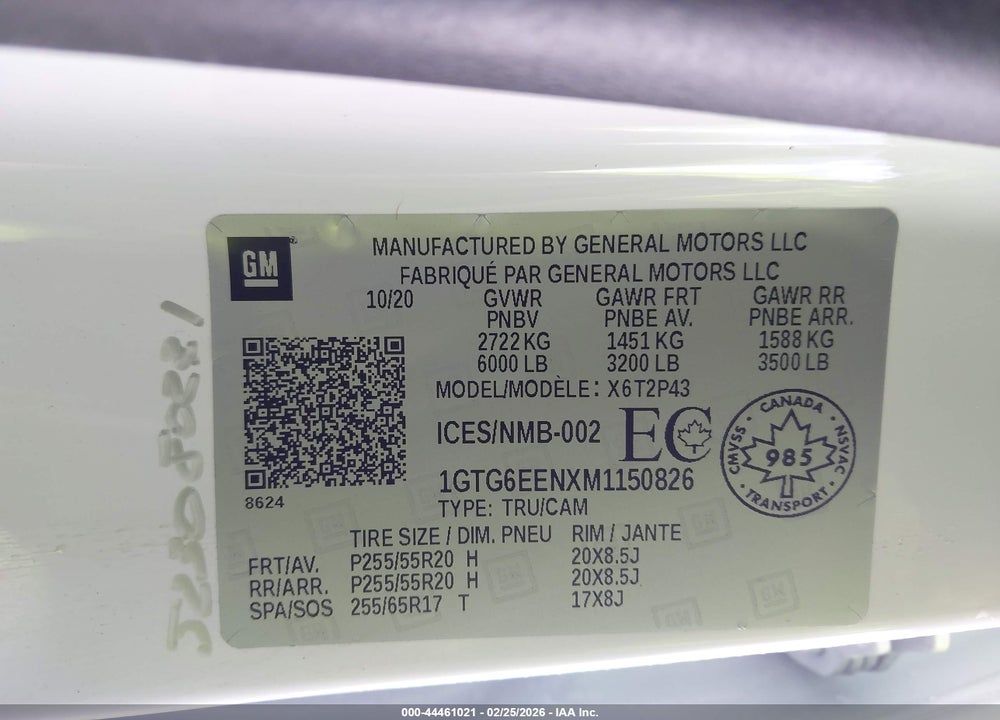 2021 GMC CANYON DENALI VIN: 1GTG6EENXM1150826