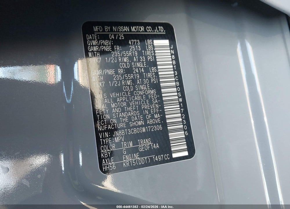 2025 NISSAN ROGUE SL INTELLIGENT AWD VIN: JN8BT3CB0SW172306