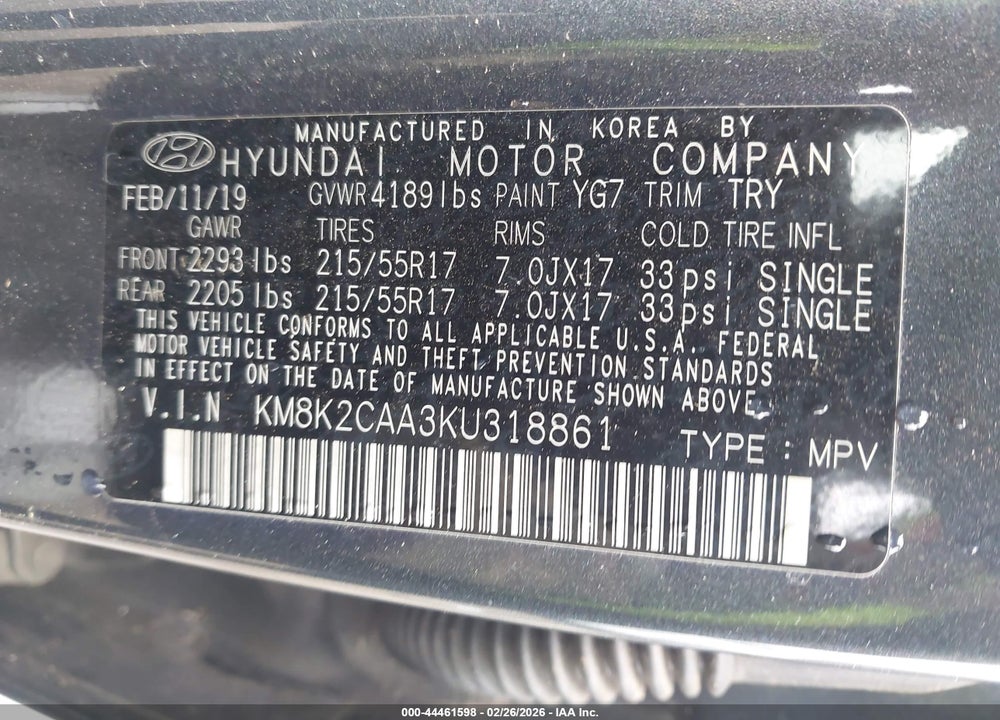 2019 HYUNDAI KONA SEL VIN: KM8K2CAA3KU318861