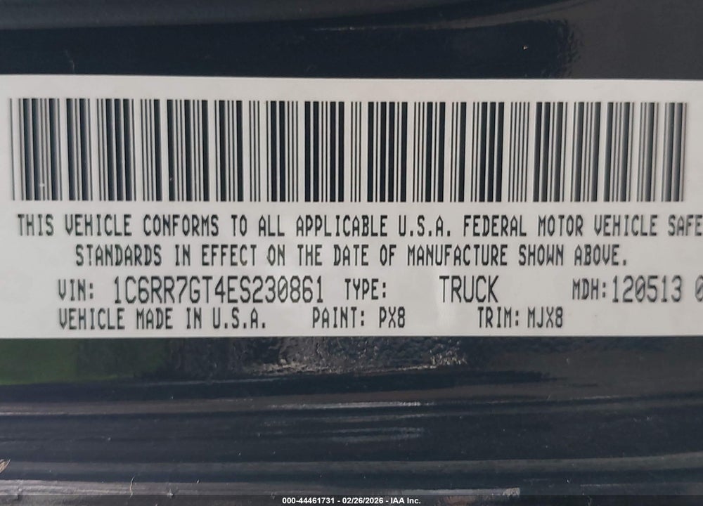 2014 RAM 1500 BIG HORN VIN: 1C6RR7GT4ES230861