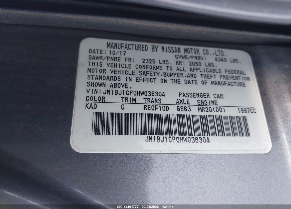 2017 NISSAN ROGUE SPORT SV VIN: JN1BJ1CP0HW036304