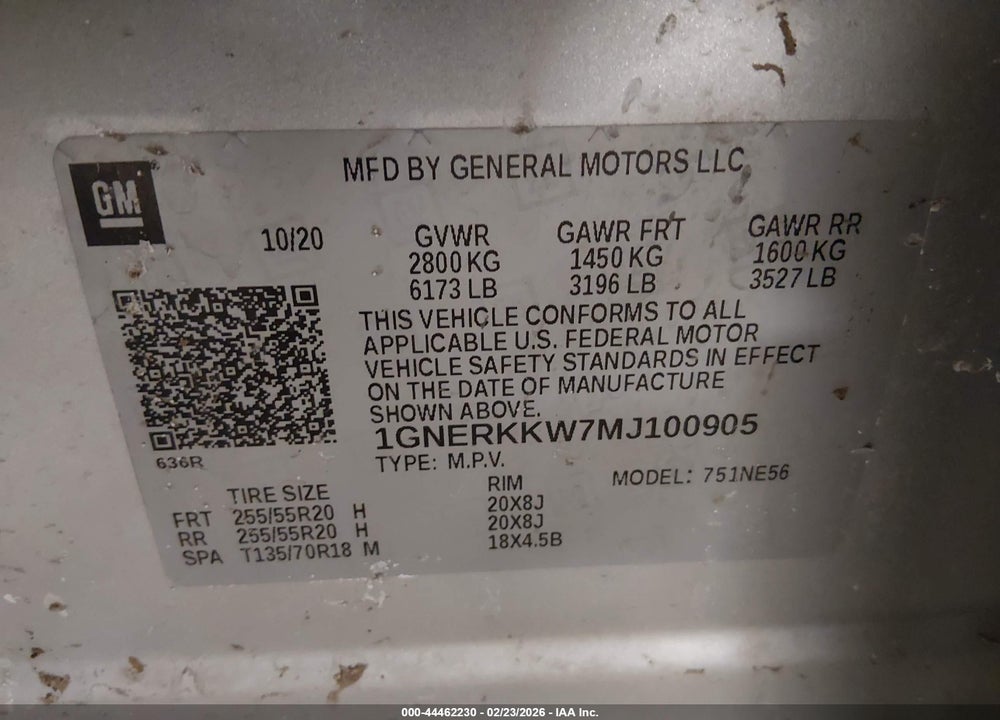 2021 CHEVROLET TRAVERSE FWD PREMIER VIN: 1GNERKKW7MJ100905
