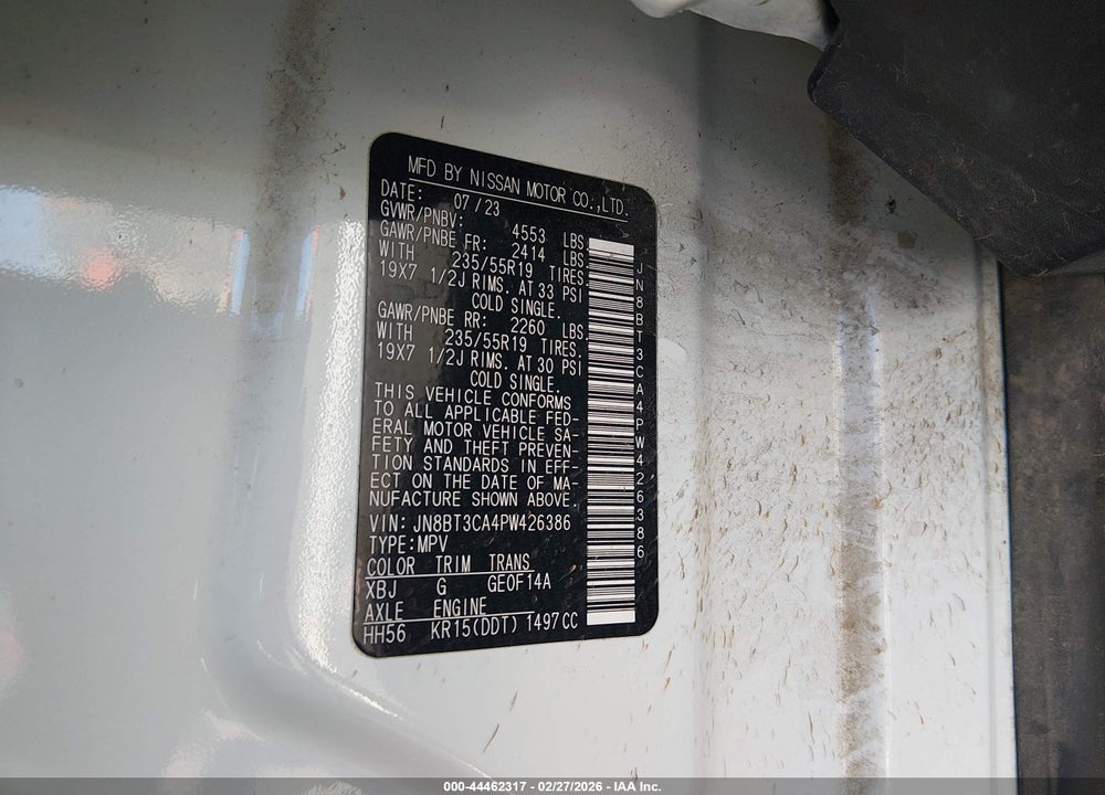2023 NISSAN ROGUE SL FWD VIN: JN8BT3CA4PW426386