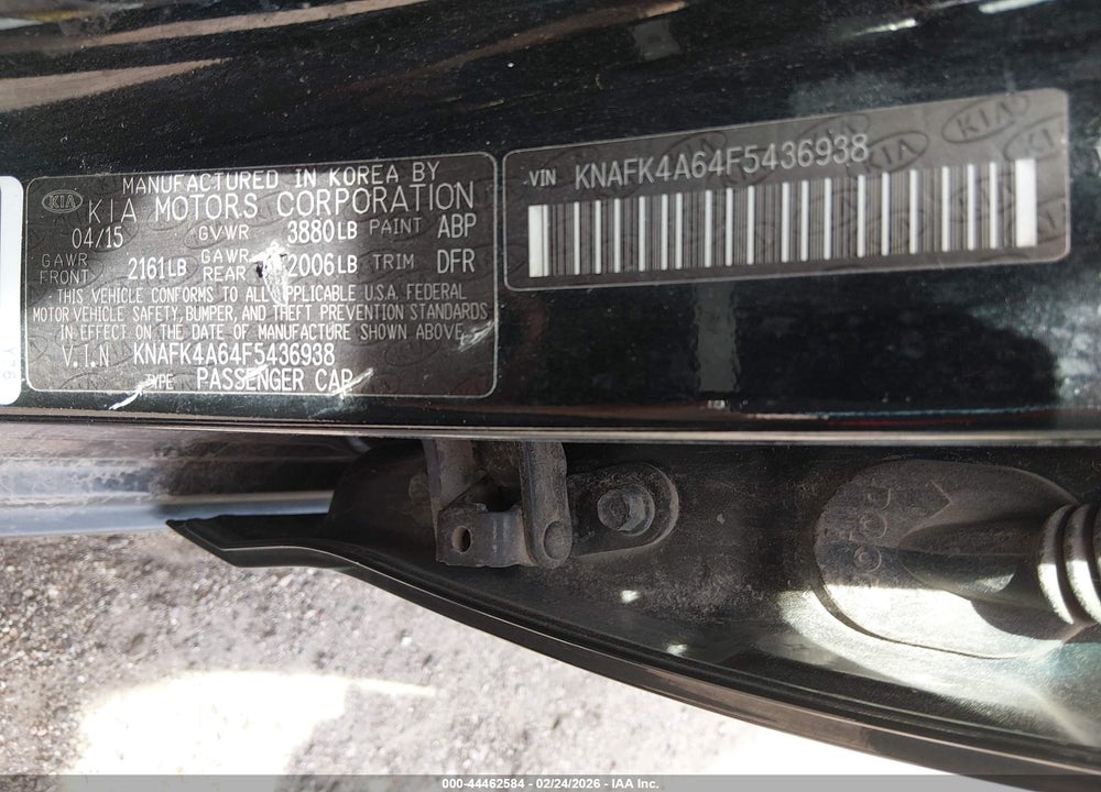 2015 KIA FORTE LX VIN: KNAFK4A64F5436938