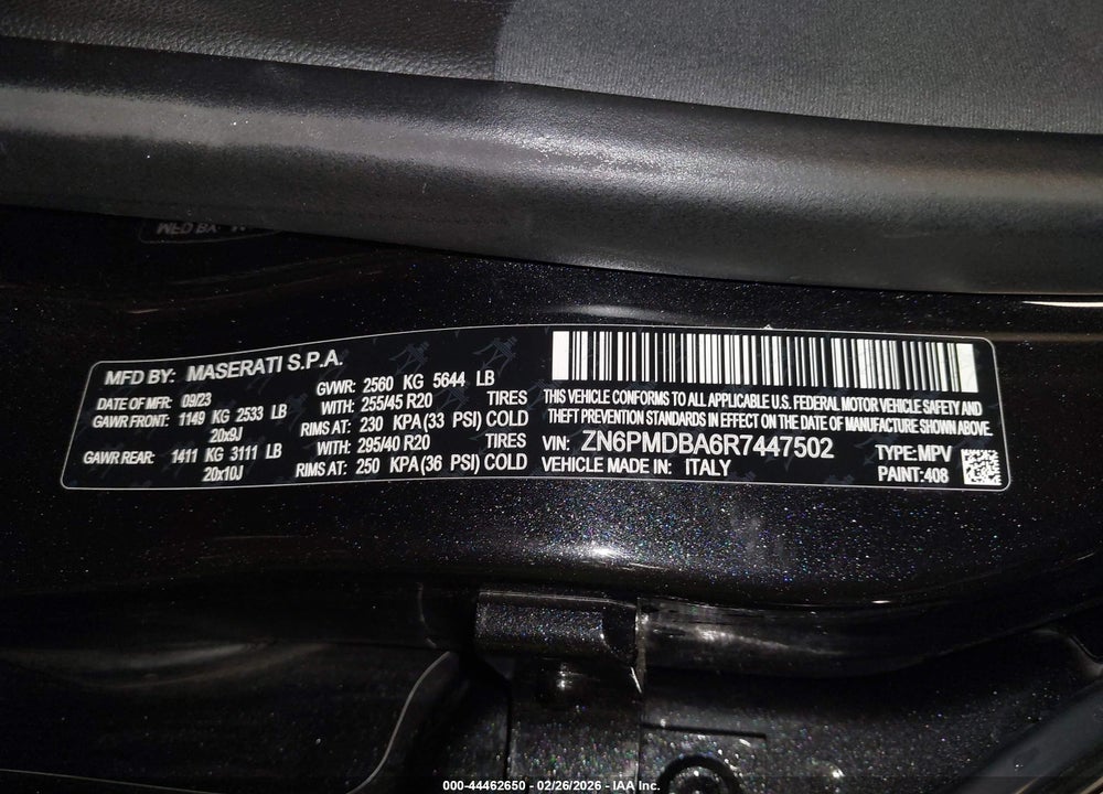 2024 MASERATI GRECALE MODENA VIN: ZN6PMDBA6R7447502