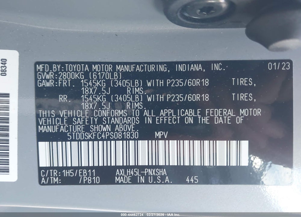2023 TOYOTA SIENNA XSE VIN: 5TDDSKFC4PS081830