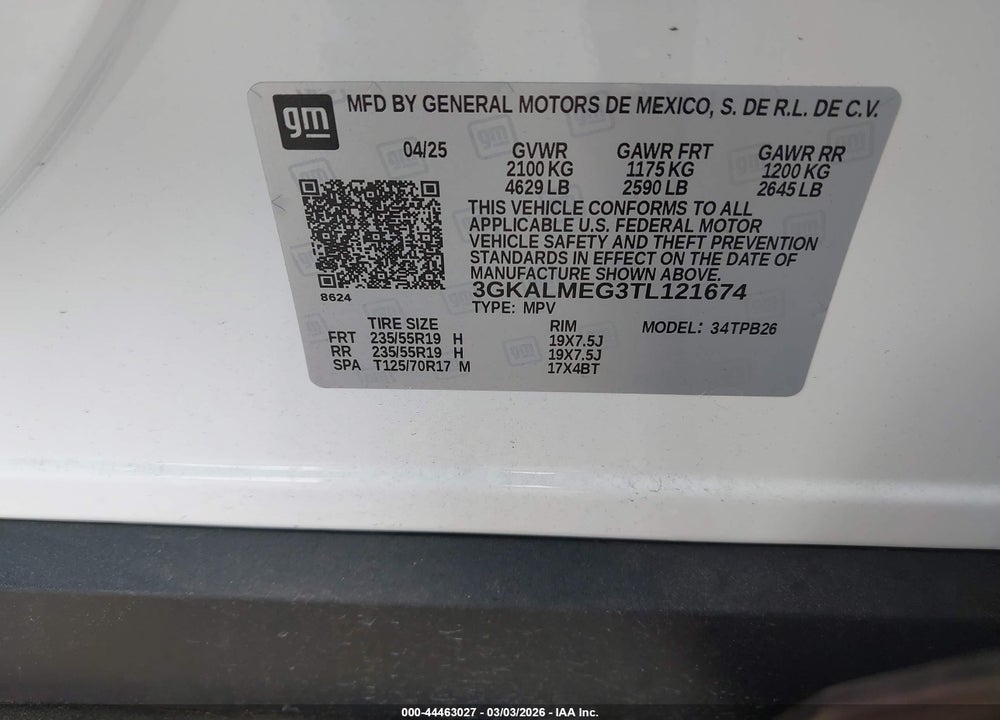 2026 GMC TERRAIN FWD ELEVATION VIN: 3GKALMEG3TL121674