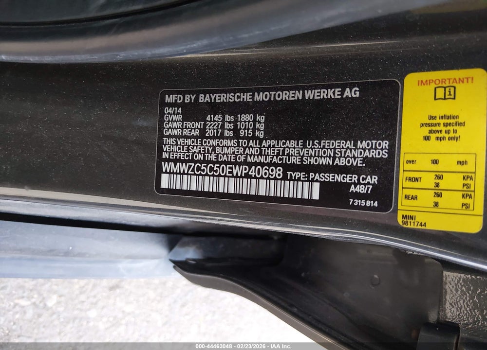 2014 MINI COUNTRYMAN COOPER S VIN: WMWZC5C50EWP40698