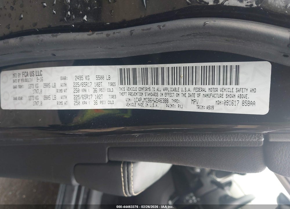 2017 JEEP CHEROKEE LATITUDE 4X4 VIN: 1C4PJMCB6HW546388