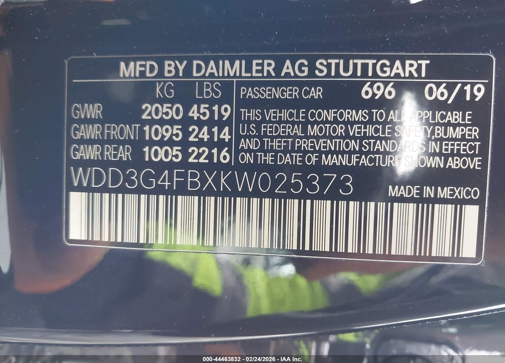 2019 MERCEDES-BENZ A 220 4MATIC VIN: WDD3G4FBXKW025373