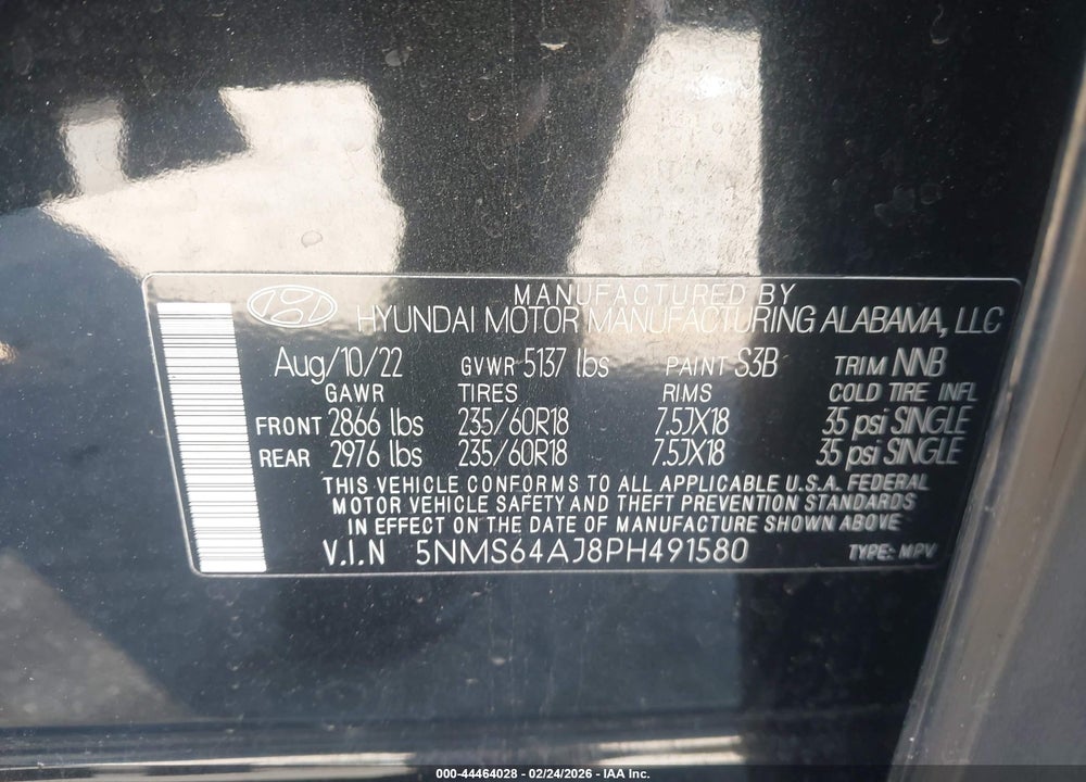 2023 HYUNDAI SANTA FE XRT VIN: 5NMS64AJ8PH491580