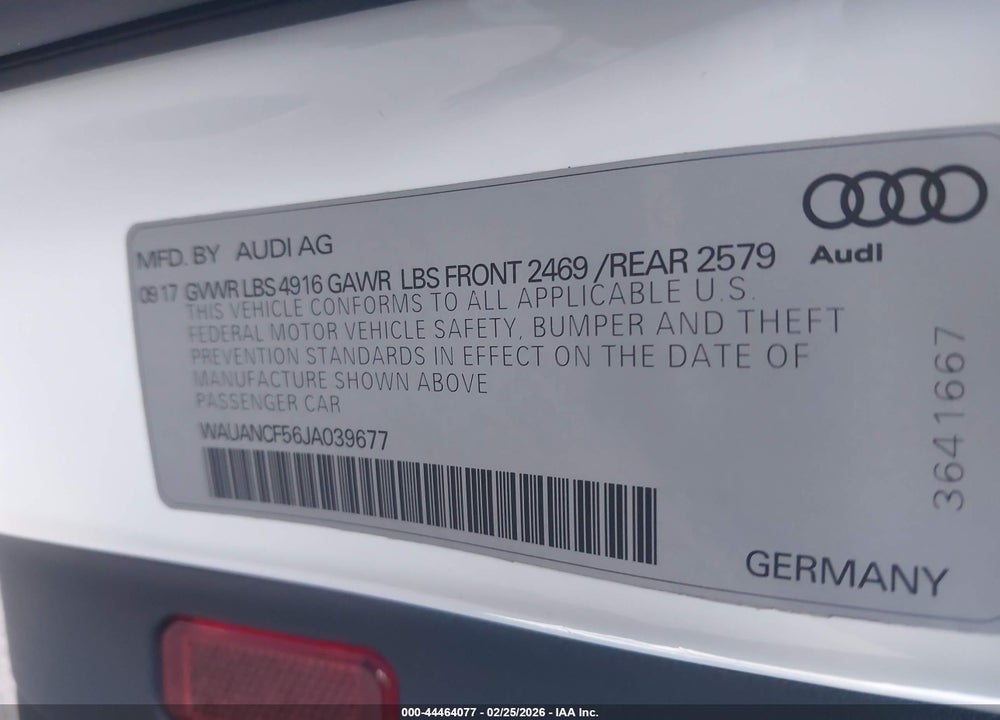 2018 AUDI A5 2.0T PREMIUM VIN: WAUANCF56JA039677