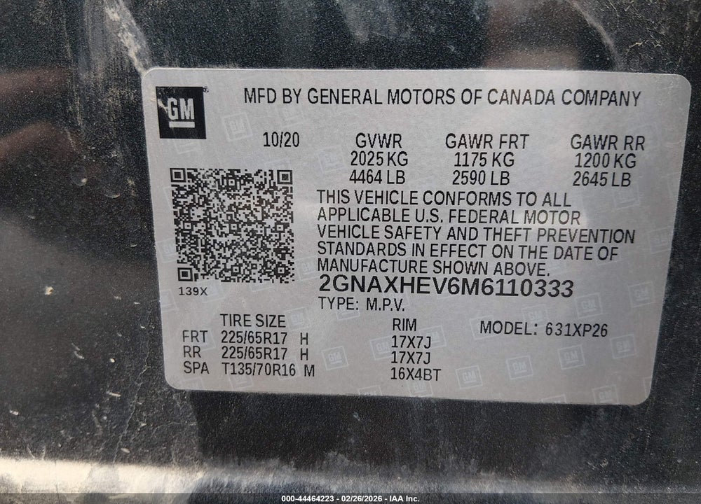 2021 CHEVROLET EQUINOX FWD LS VIN: 2GNAXHEV6M6110333