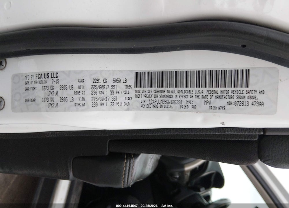 2016 JEEP CHEROKEE SPORT VIN: 1C4PJLAB5GW126391