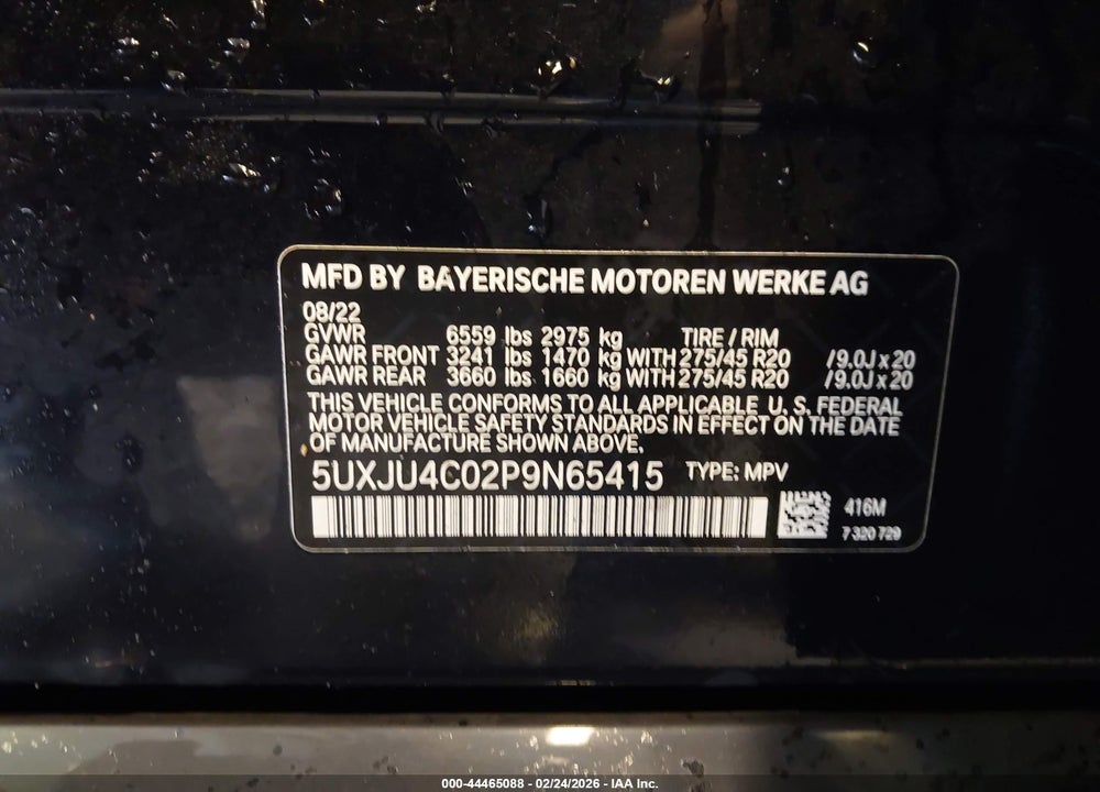 2023 BMW X5 M50I VIN: 5UXJU4C02P9N65415