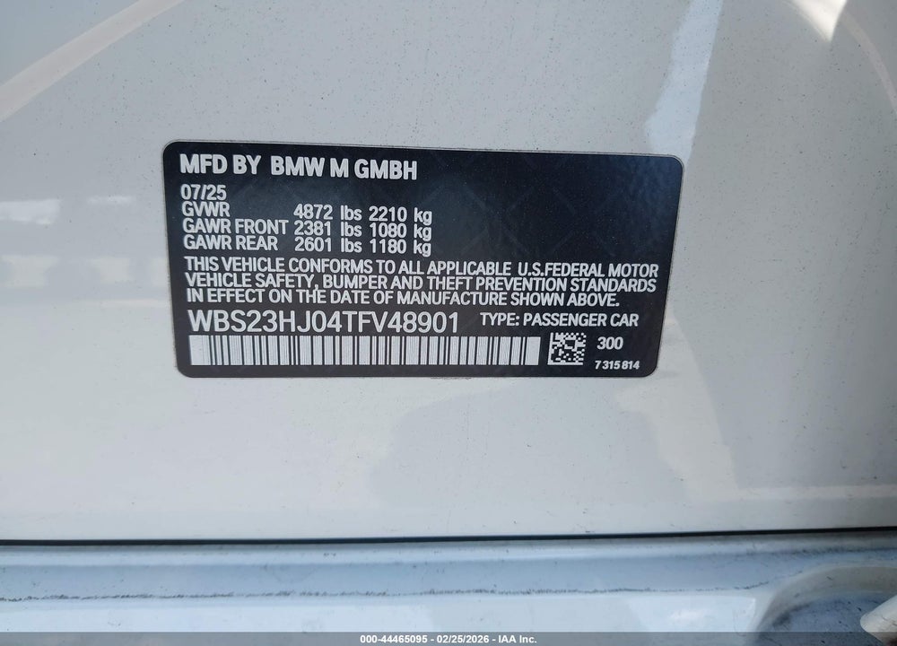 2026 BMW M3 COMPETITION VIN: WBS23HJ04TFV48901