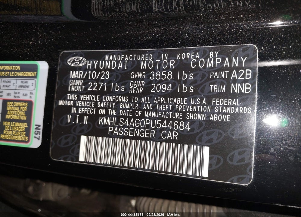 2023 HYUNDAI ELANTRA SEL VIN: KMHLS4AG0PU544684