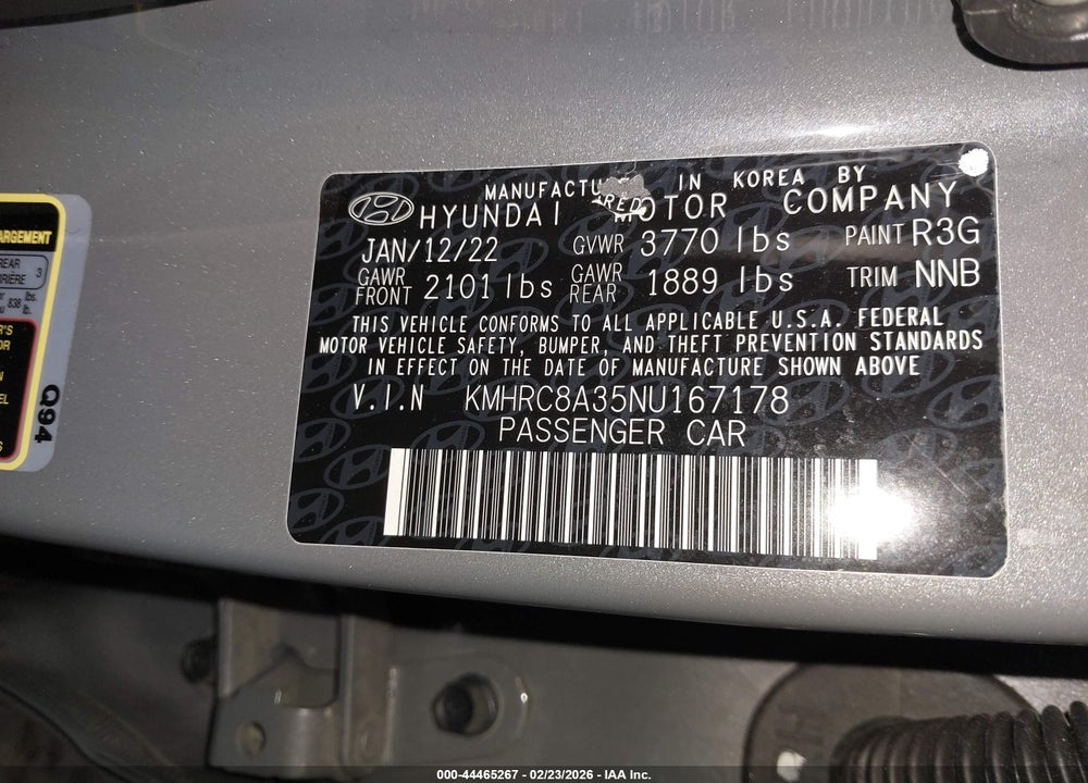2022 HYUNDAI VENUE SEL VIN: KMHRC8A35NU167178