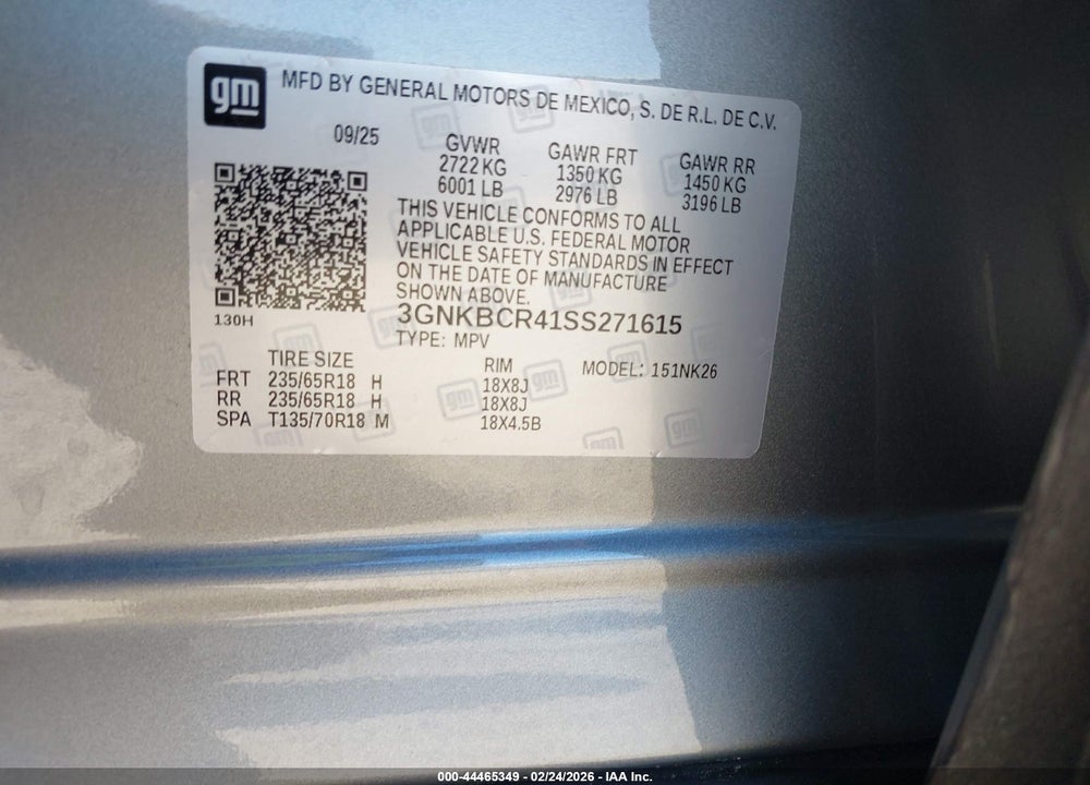 2025 CHEVROLET BLAZER FWD 2LT VIN: 3GNKBCR41SS271615