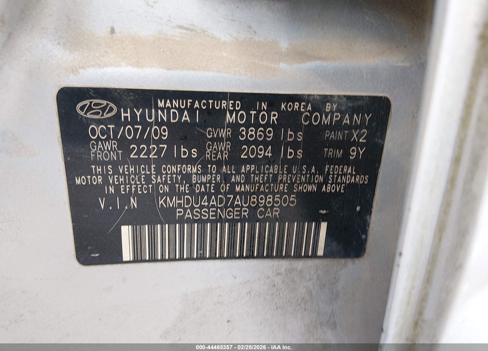 2010 HYUNDAI ELANTRA GLS VIN: KMHDU4AD7AU898505