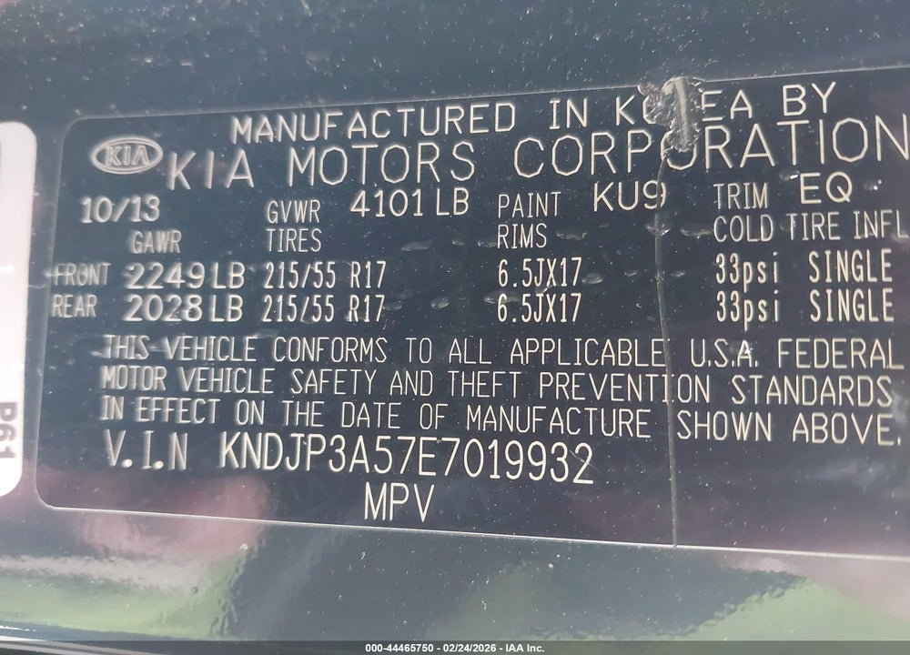 2014 KIA SOUL + VIN: KNDJP3A57E7019932