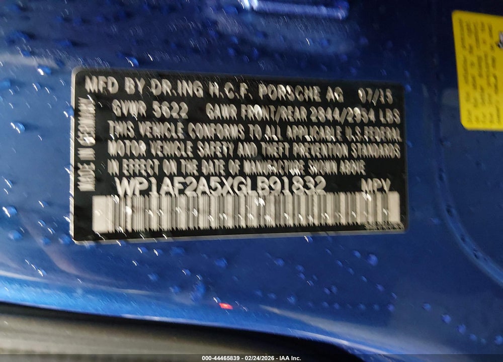 2016 PORSCHE MACAN TURBO VIN: WP1AF2A5XGLB91832