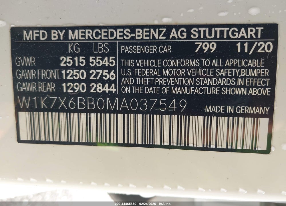 2021 MERCEDES-BENZ AMG GT 53 4-DOOR COUPE VIN: W1K7X6BB0MA037549