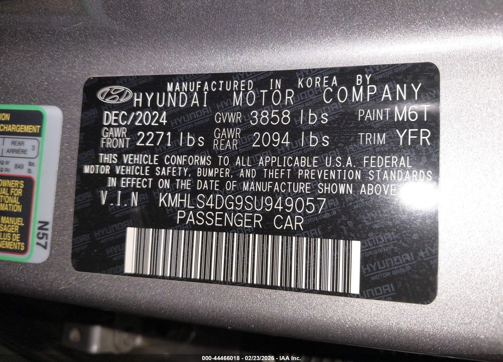 2025 HYUNDAI ELANTRA SEL CONVENIENCE VIN: KMHLS4DG9SU949057