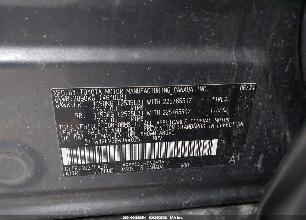 2024 TOYOTA RAV4 XLE VIN: 2T3W1RFV3RW344025