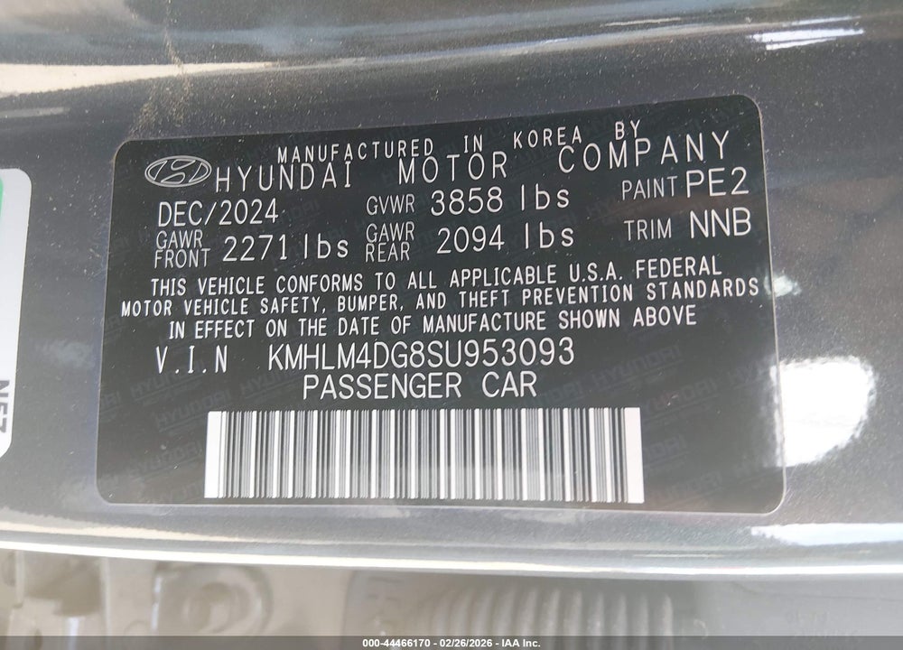 2025 HYUNDAI ELANTRA SEL SPORT VIN: KMHLM4DG8SU953093