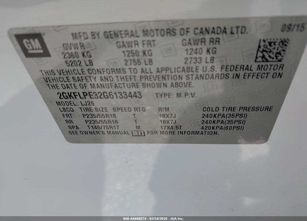 2016 GMC TERRAIN SLT VIN: 2GKFLPE32G6133443
