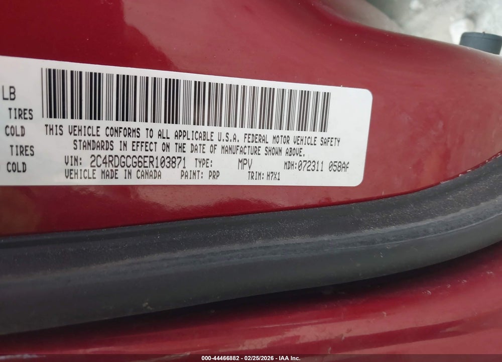 2014 DODGE GRAND CARAVAN SXT VIN: 2C4RDGCG6ER103871