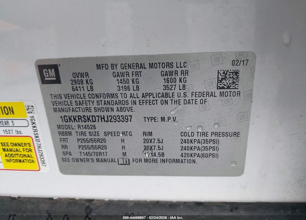 2017 GMC ACADIA LIMITED VIN: 1GKKRSKD7HJ293397