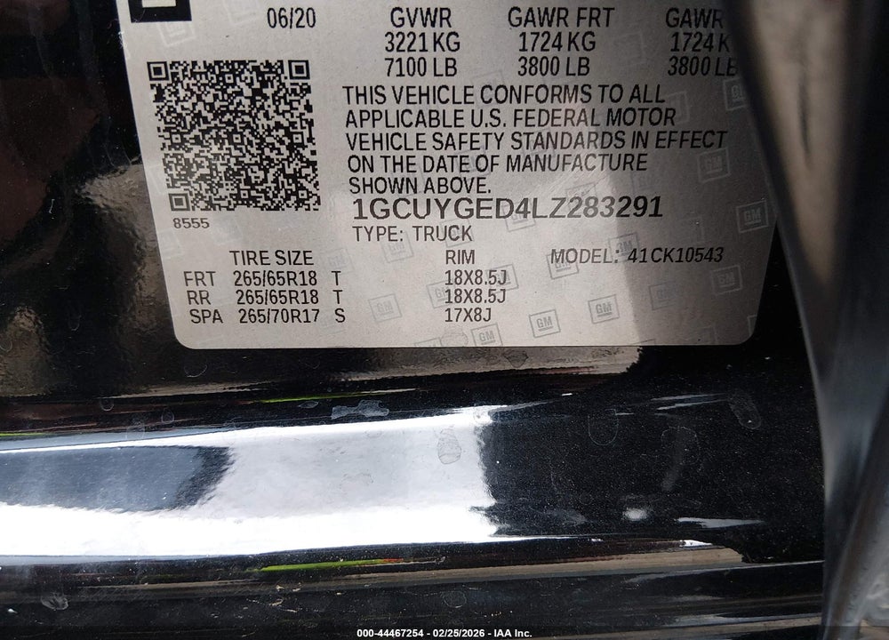 2020 CHEVROLET SILVERADO 1500 4WD  SHORT BED LTZ VIN: 1GCUYGED4LZ283291