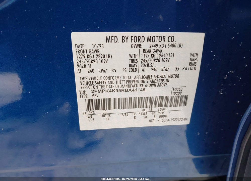 2024 FORD EDGE TITANIUM VIN: 2FMPK4K95RBA41145