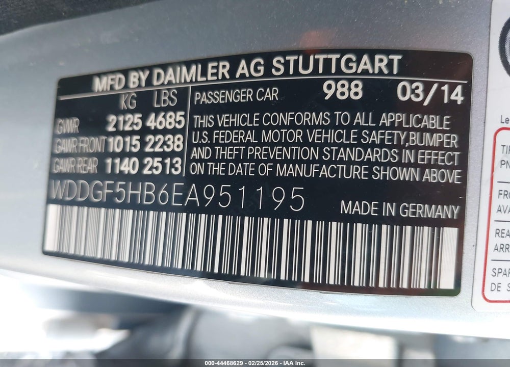 2014 MERCEDES-BENZ C 350 SPORT VIN: WDDGF5HB6EA951195