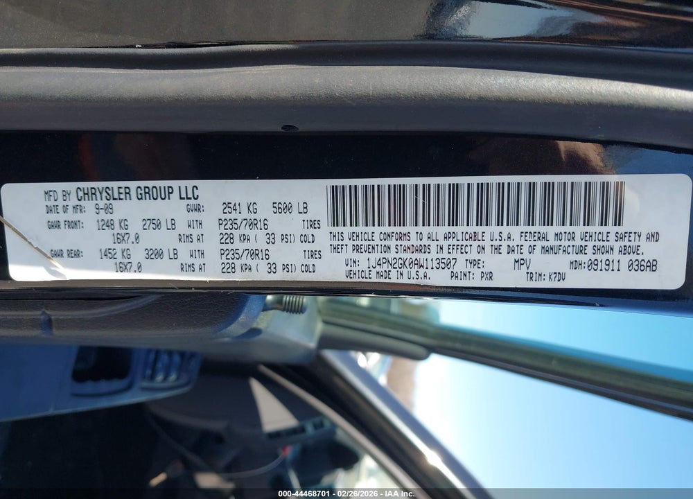 2010 JEEP LIBERTY SPORT VIN: 1J4PN2GK0AW113507