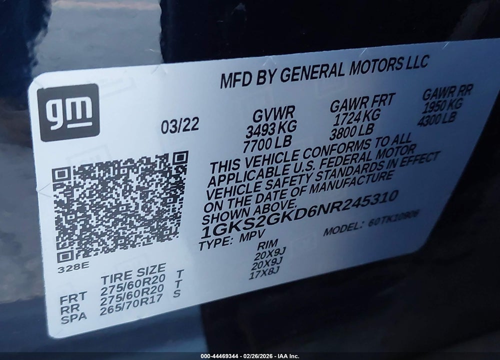 2022 GMC YUKON XL 4WD SLT VIN: 1GKS2GKD6NR245310
