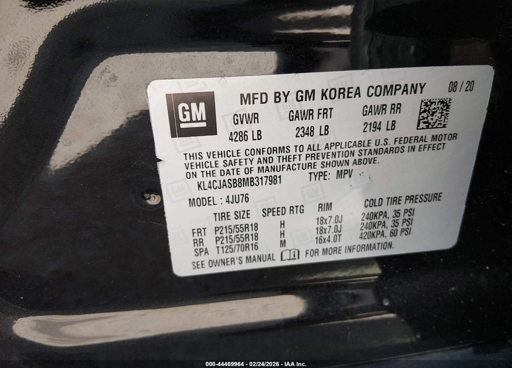 2021 BUICK ENCORE FWD PREFERRED VIN: KL4CJASB8MB317981