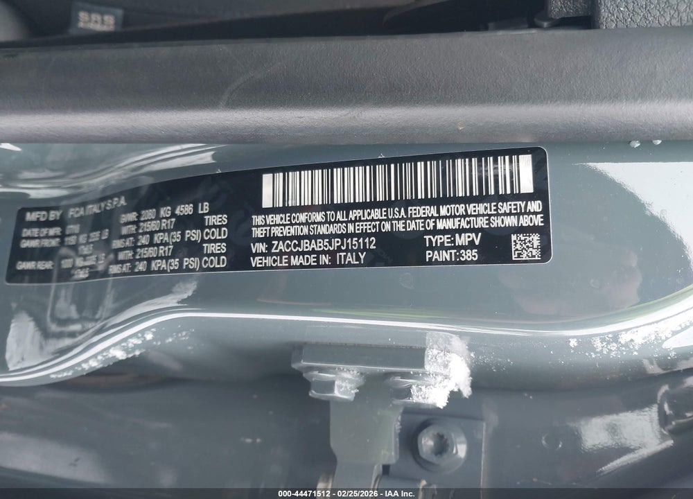 2018 JEEP RENEGADE UPLAND EDITION 4X4 VIN: ZACCJBAB5JPJ15112