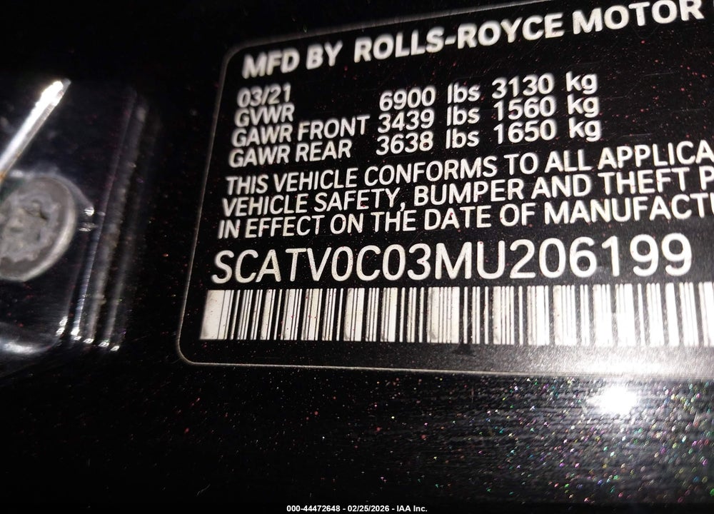 2021 ROLLS-ROYCE GHOST VIN: SCATV0C03MU206199