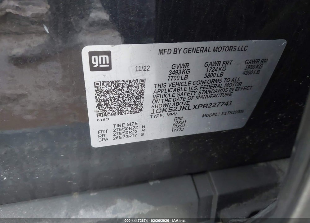 2023 GMC YUKON XL 4WD DENALI VIN: 1GKS2JKLXPR227741
