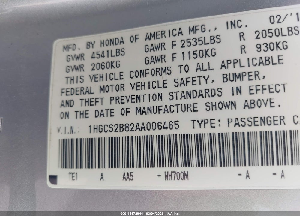 2010 HONDA ACCORD 3.5 EX-L VIN: 1HGCS2B82AA006465