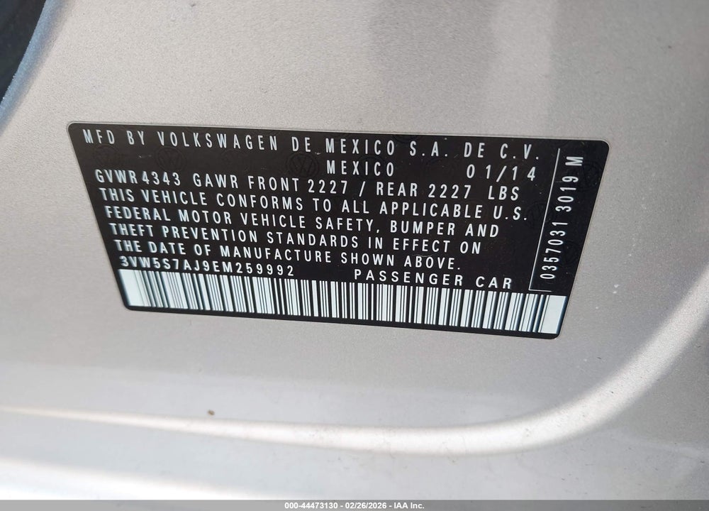2014 VOLKSWAGEN JETTA GLI EDITION 30 W/NAV VIN: 3VW5S7AJ9EM259992