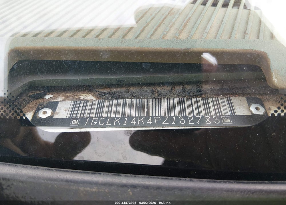 1993 CHEVROLET GMT-400 K1500 VIN: 1GCEK14K4PZ132783