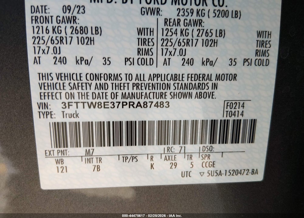 2023 FORD MAVERICK XLT VIN: 3FTTW8E37PRA87483