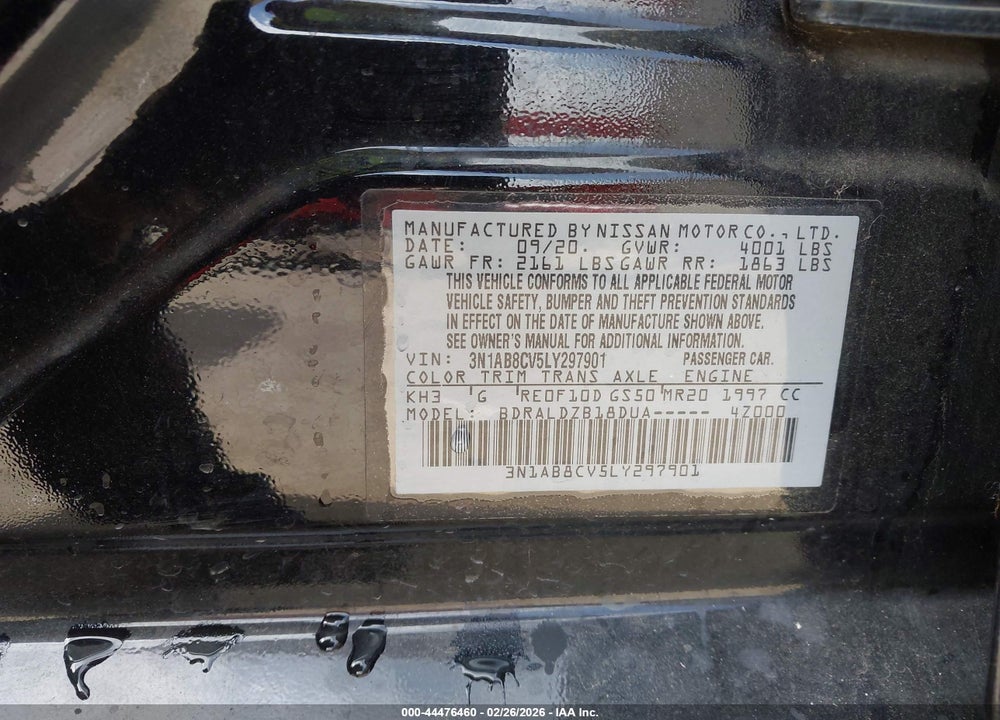 2020 NISSAN SENTRA SV XTRONIC CVT VIN: 3N1AB8CV5LY297901
